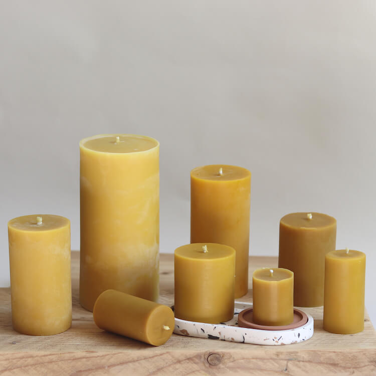 beeswax pillar candle