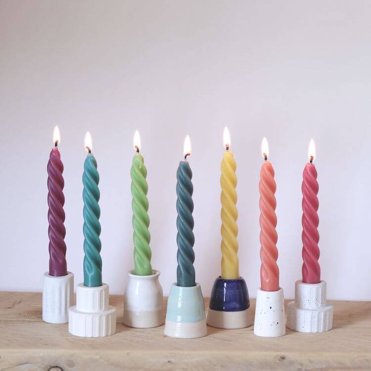 Twisted Candle Spiral Candle Taper Candles White Candles Natural Beeswax  Candles Taper Candles 